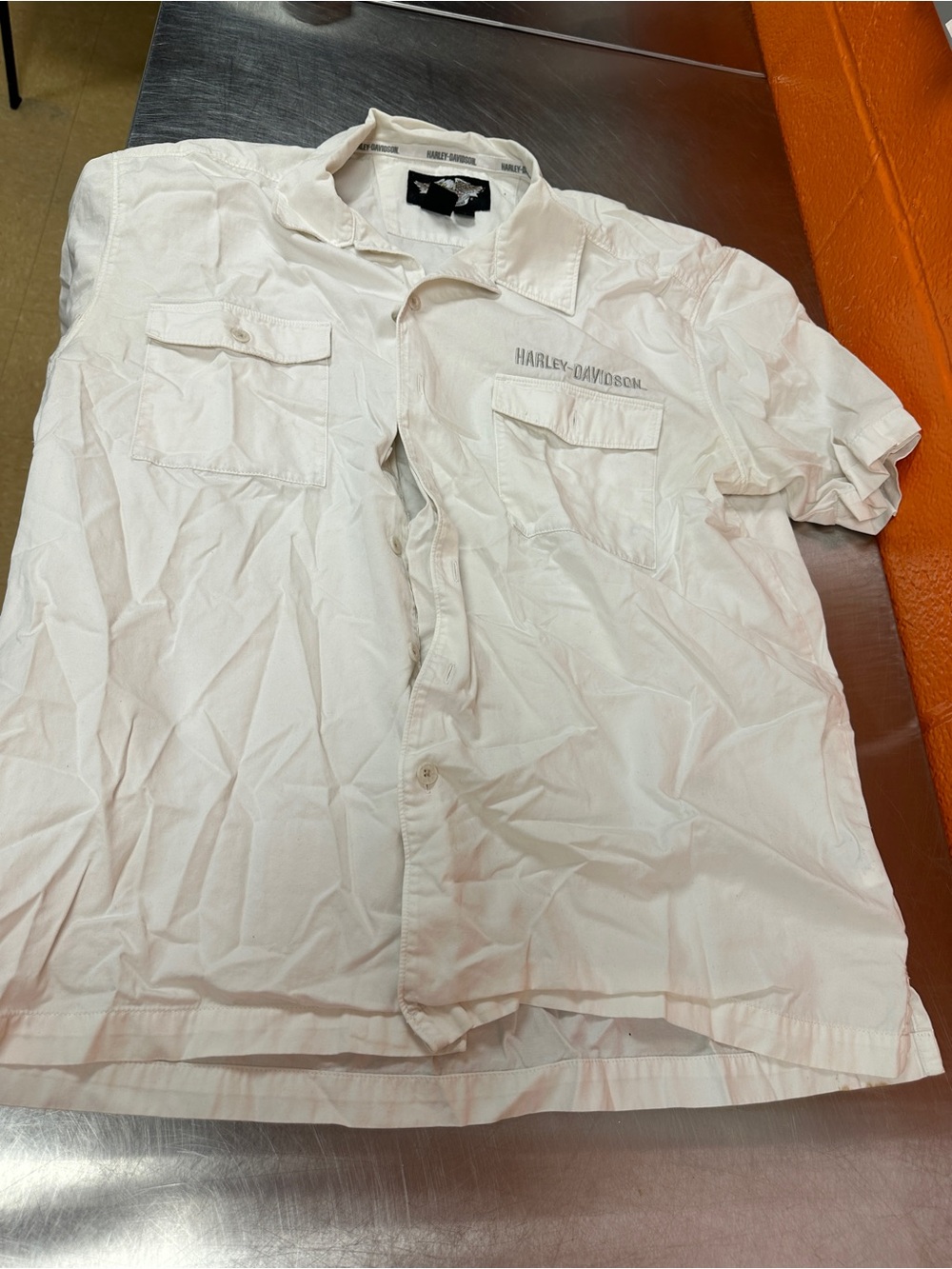 Harley-Davidson "An American Legend" White Short-Sleeve Button-Up Shirt